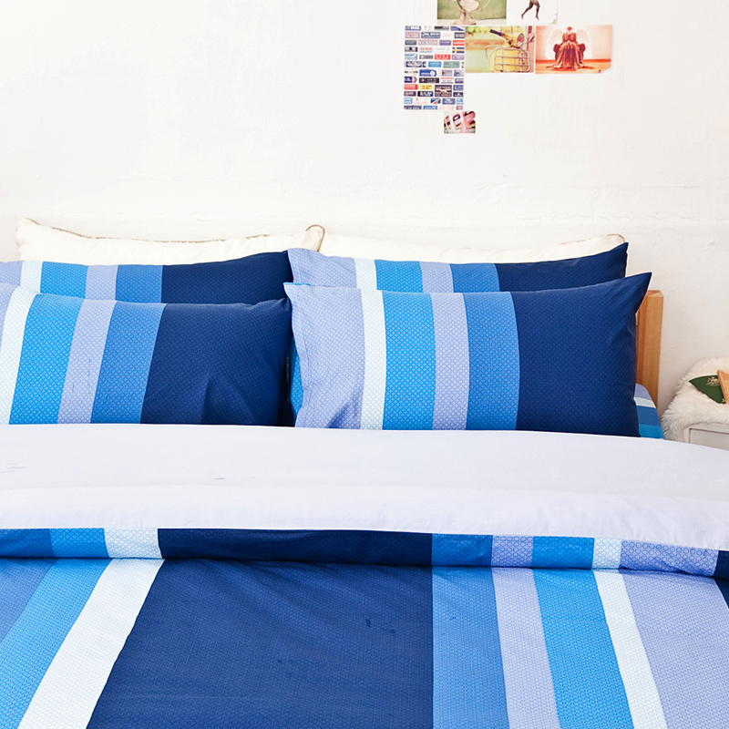 床包/單人【海水藍】100%純棉單人床包含一件枕套
