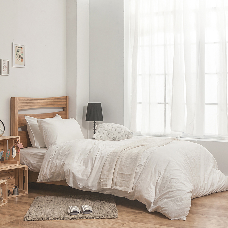 床包/雙人【簡單生活系列-白】100%精梳棉雙人床包含兩件枕套
