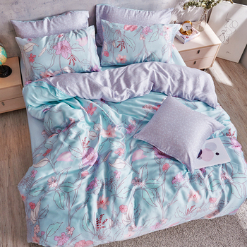 床包/雙人【花彩童話藍】40支天絲雙人床包含二件枕套