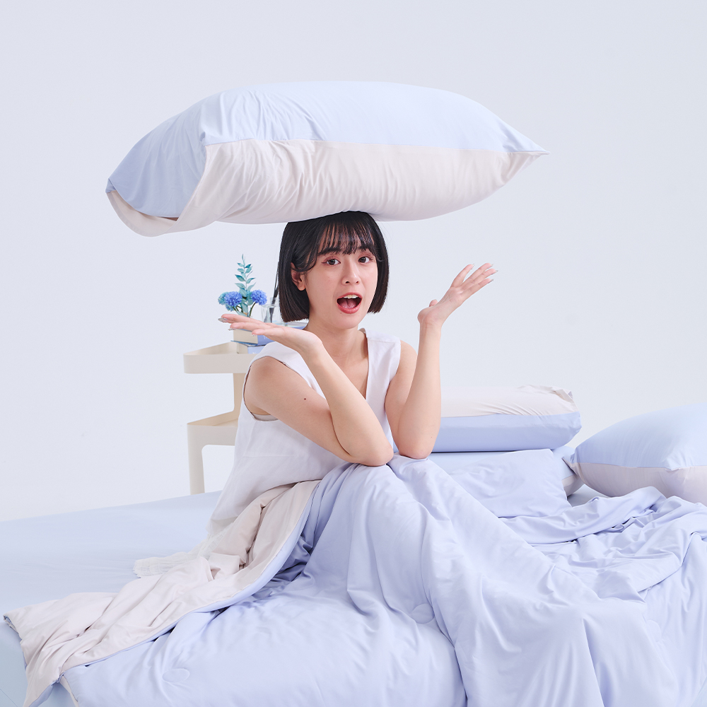 涼感床包 / 雙人【海鹽雪酪-藍】雙人床包含二件枕套 甜霜系列 瞬間降溫 越躺越涼