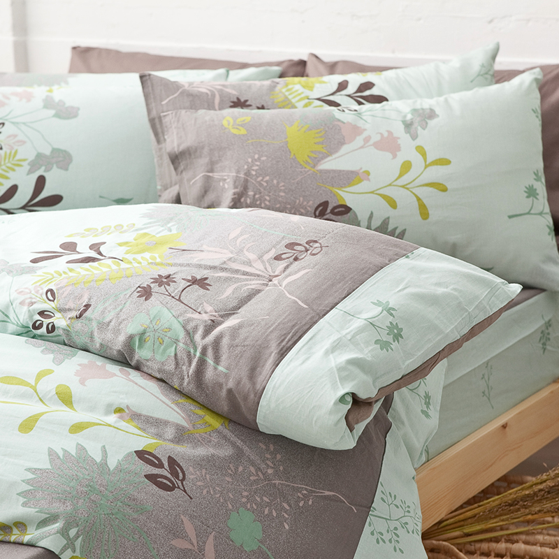 床包/雙人加大【香草綠】100%純棉雙人加大床包含兩件枕套