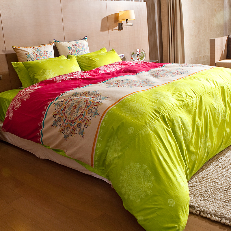 床包 / 雙人加大【虹舞‧妍】100%精梳棉 雙人加大床包含二件枕套 40支精梳棉