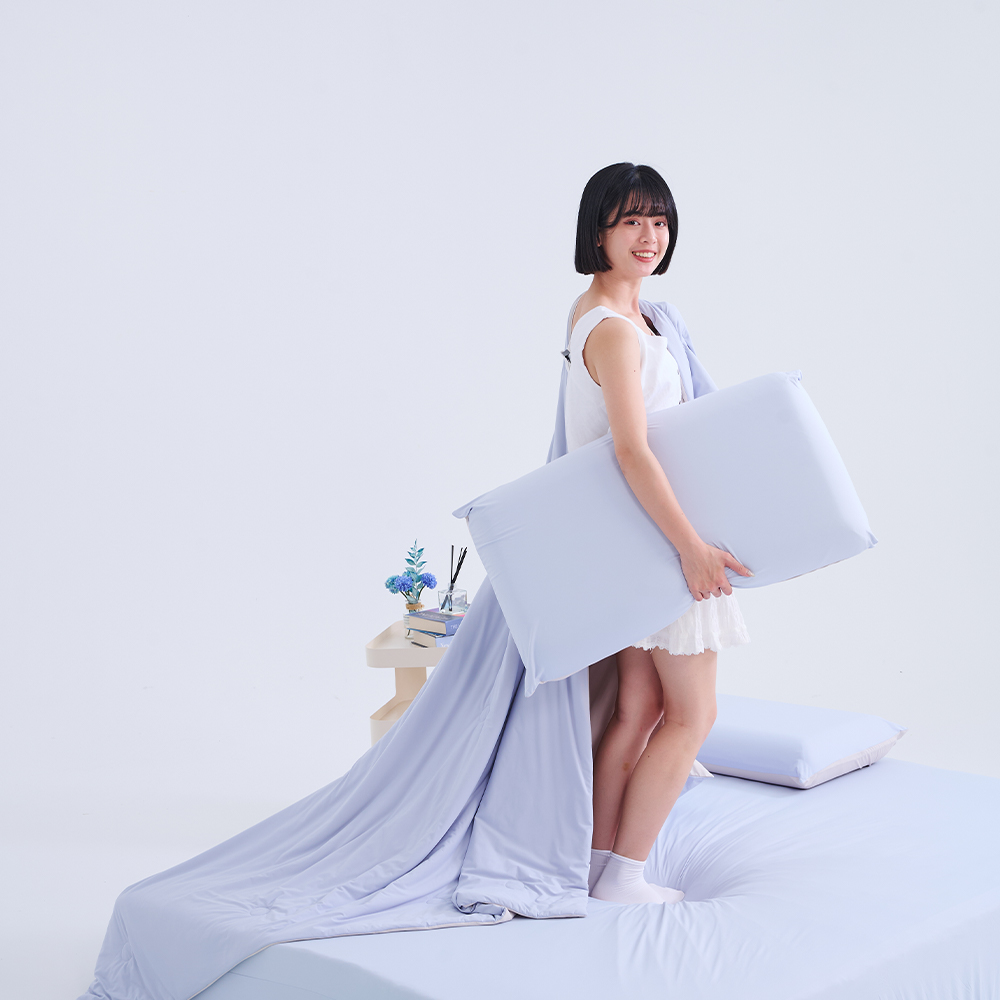 涼感床包 / 雙人加大【海鹽雪酪-藍】雙人加大床包含二件枕套 甜霜系列 瞬間降溫 越躺越涼