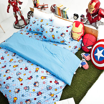 床包/單人【復仇者聯盟-超萌英雄】高密度磨毛布單人床包含一件枕套