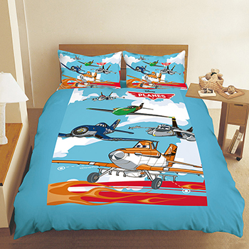 床包/雙人【飛機總動員飛翔篇】混紡精梳棉雙人床包內含兩件枕套