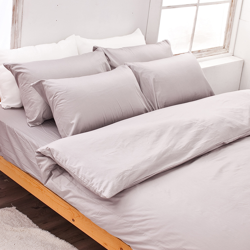 床包被套組/雙人【簡單生活系列-岩石巧克力】100%精梳棉雙人床包被套組