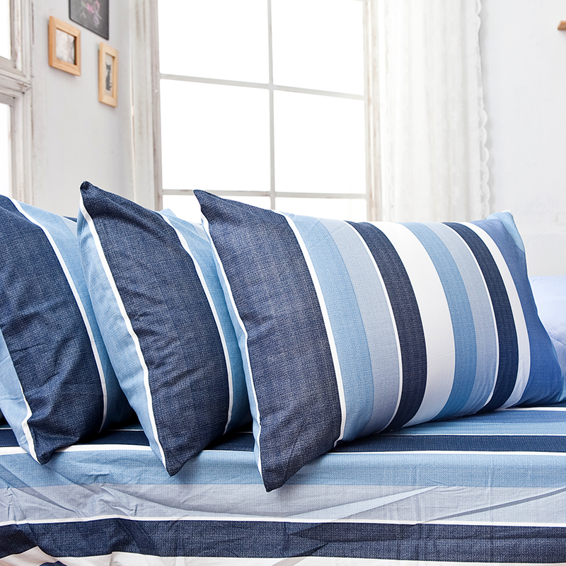 床包兩用被 / 雙人加大【簡潔休閒藍】100%精梳棉 雙人加大床包兩用被套組 40支精梳棉